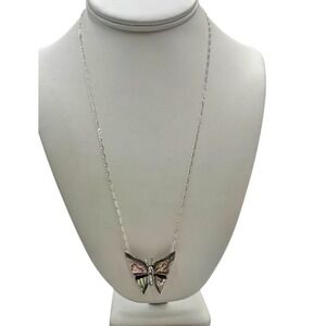 Vintage Taxco Mexico Sterling Silver 925 Abalone‎ Butterfly Brooch Pendant Neck